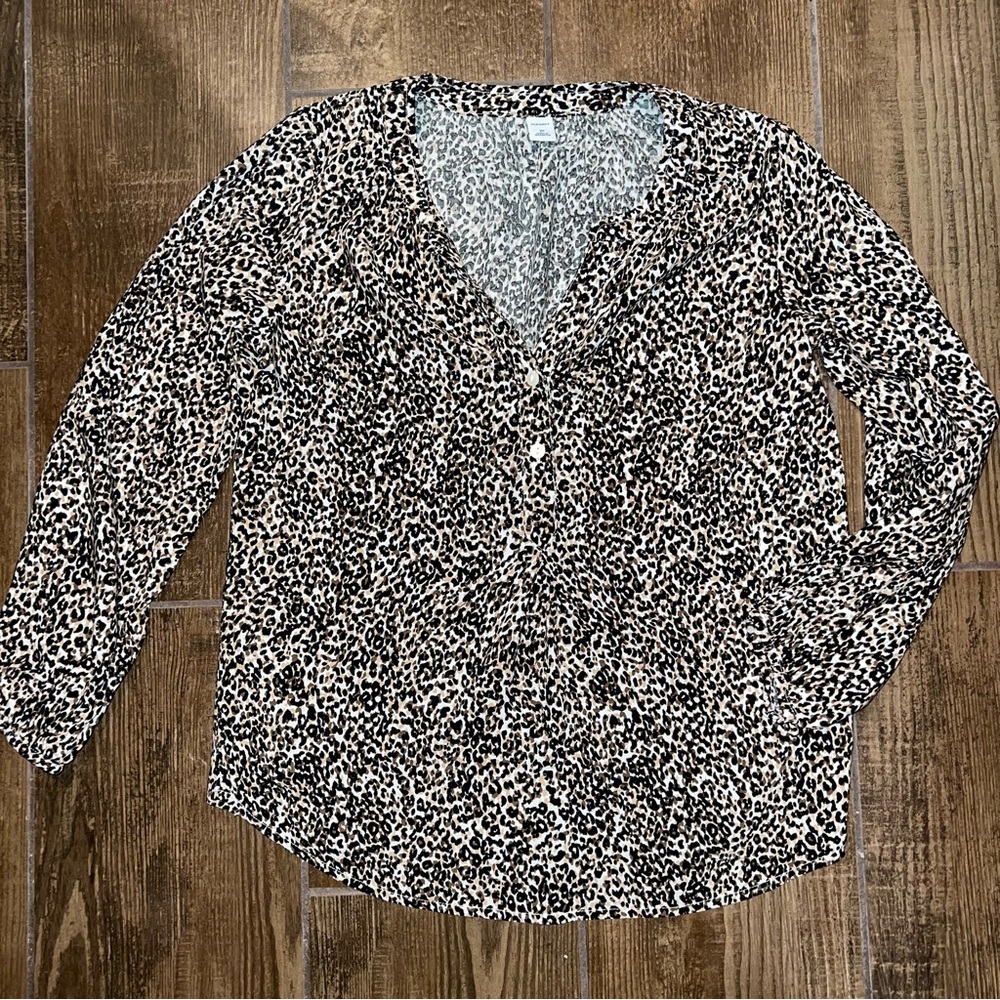 Old Navy Leopard Print 3/4 Sleeve Top sz XS